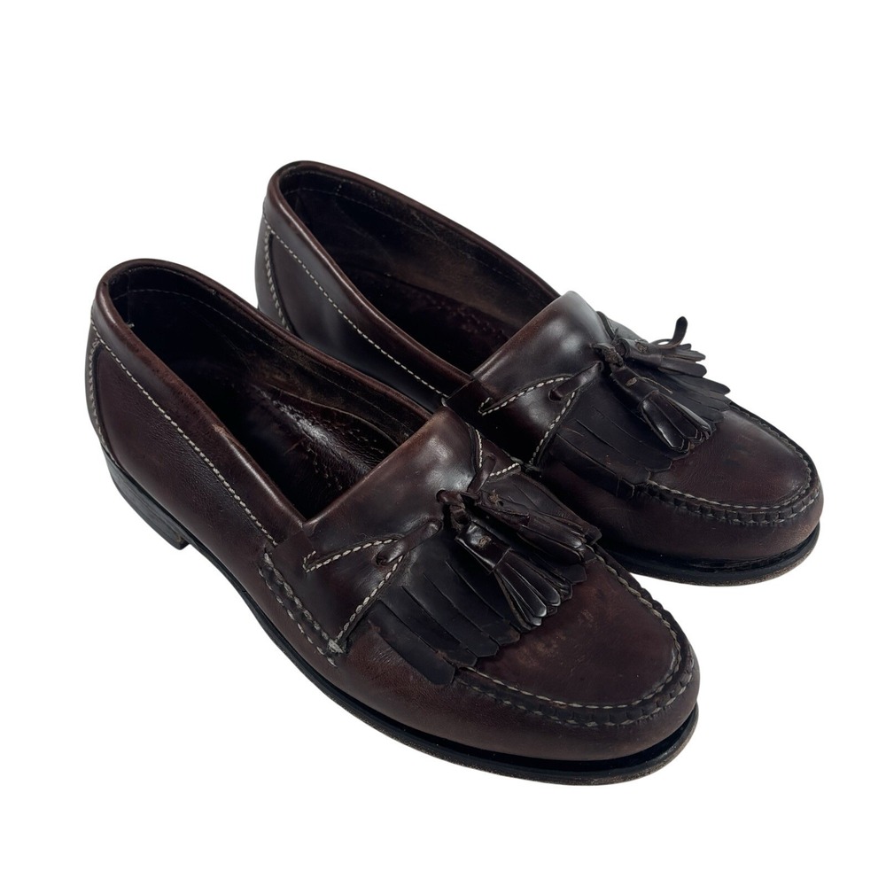 JOHNSTON & MURPHY Kiltie Tassel Loafers Mens 9M Moccasin Burgundy Brown Career